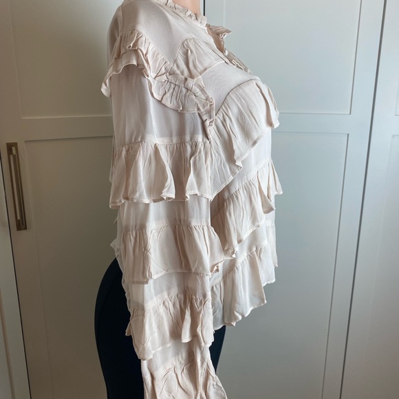 Chic Pink/Cream Ruffle Blouse - Picture 2 of 4